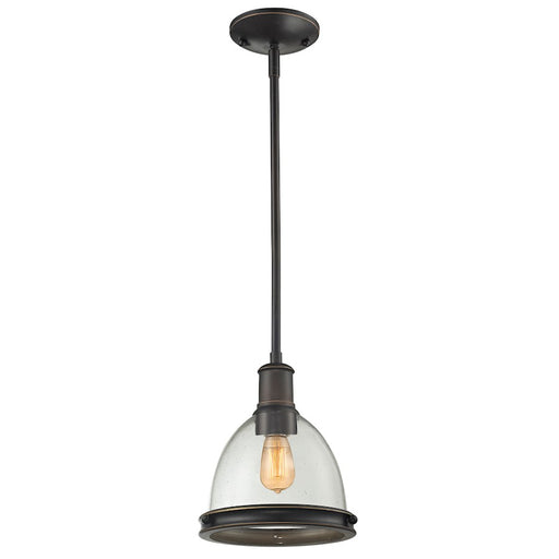 Z-Lite Mason 1 Light Mini Pendant, Olde Bronze, Clear Seedy - 717MP-OB