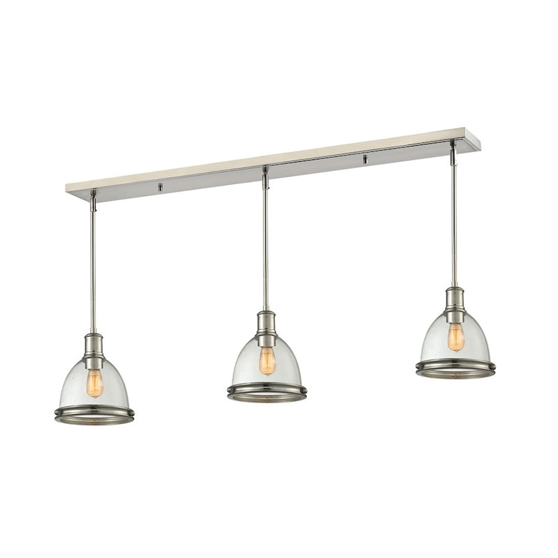 Z-Lite Mason 3 Light Island/Billiard Light 50x8x9.75", Nickel, Clear Seed - 718MP-3BN