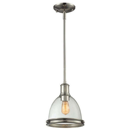 Z-Lite Mason 1 Light Mini Pendant, Brushed Nickel, Clear Seedy - 718MP-BN