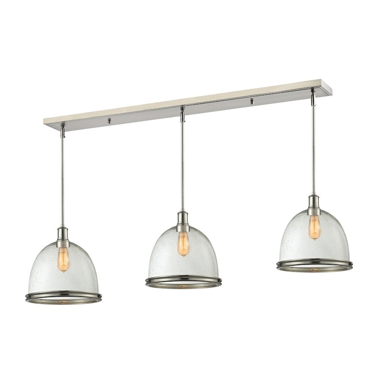 Z-Lite Mason 3 Light Island/Billiard Light 55x13x14", Nickel, Clear Seed - 718P13-3BN