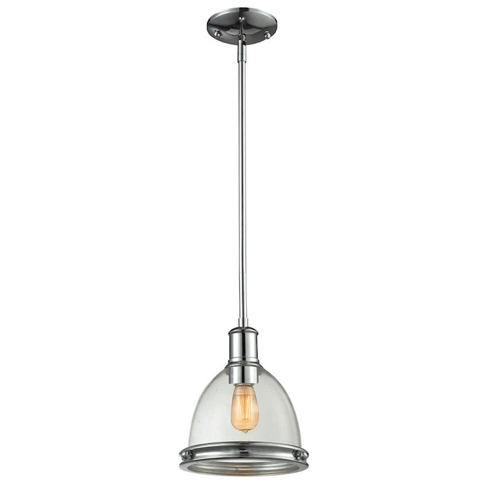 Z-Lite Mason 1 Light Mini Pendant, Chrome, Clear Seedy - 719MP-CH