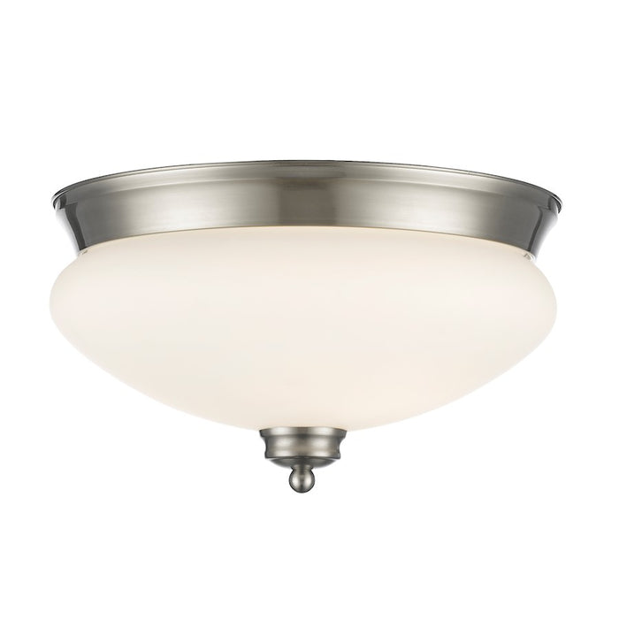 Z-Lite Amon 2 Light Flush Mount, Brushed Nickel, Matte Opal - 721F2-BN