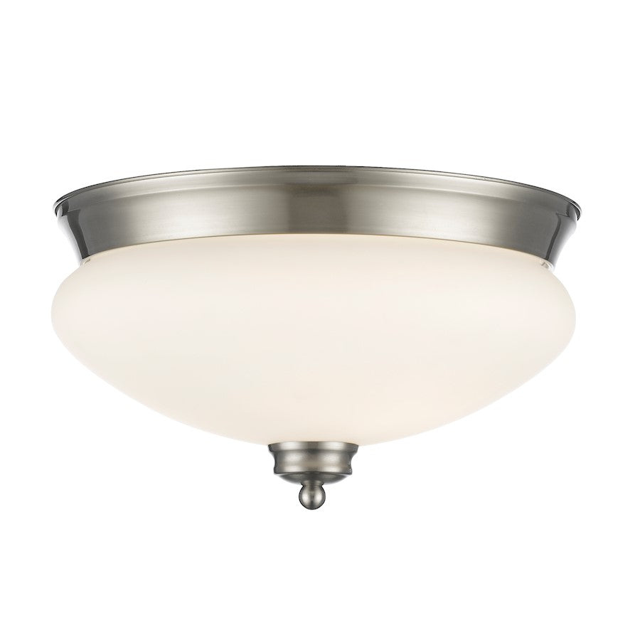 Z-Lite Amon 2 Light Flush Mount, Brushed Nickel, Matte Opal - 721F2-BN