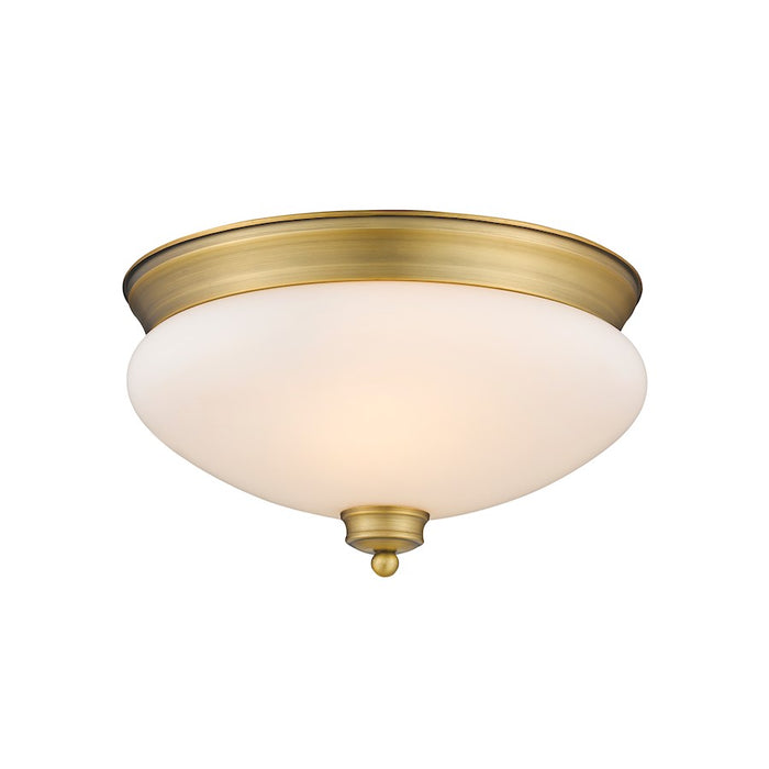 Z-Lite Amon 2 Light Flush Mount, Heritage Brass/Matte Opal - 721F2-HBR