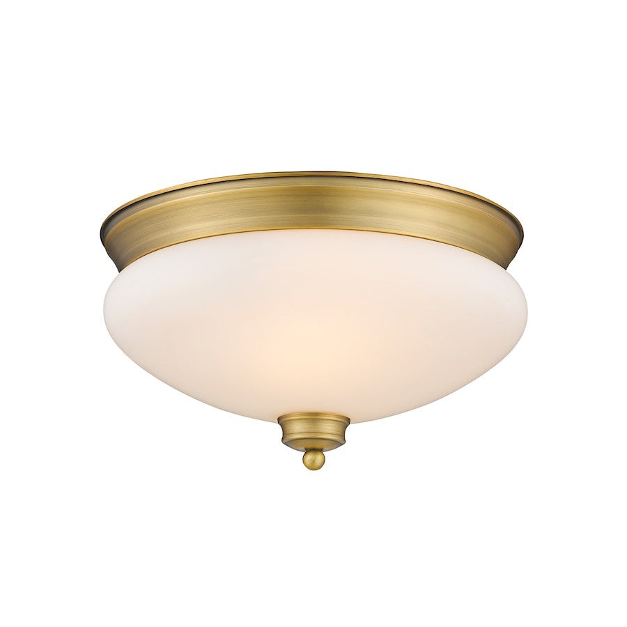Z-Lite Amon 2 Light Flush Mount, Heritage Brass/Matte Opal - 721F2-HBR