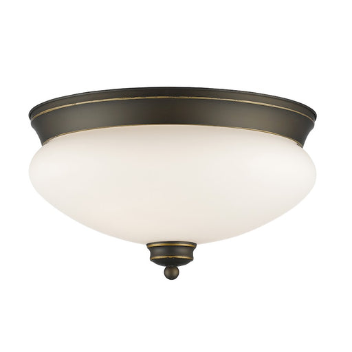 Z-Lite Amon 2 Light Flush Mount, Olde Bronze, Matte Opal - 721F2-OB