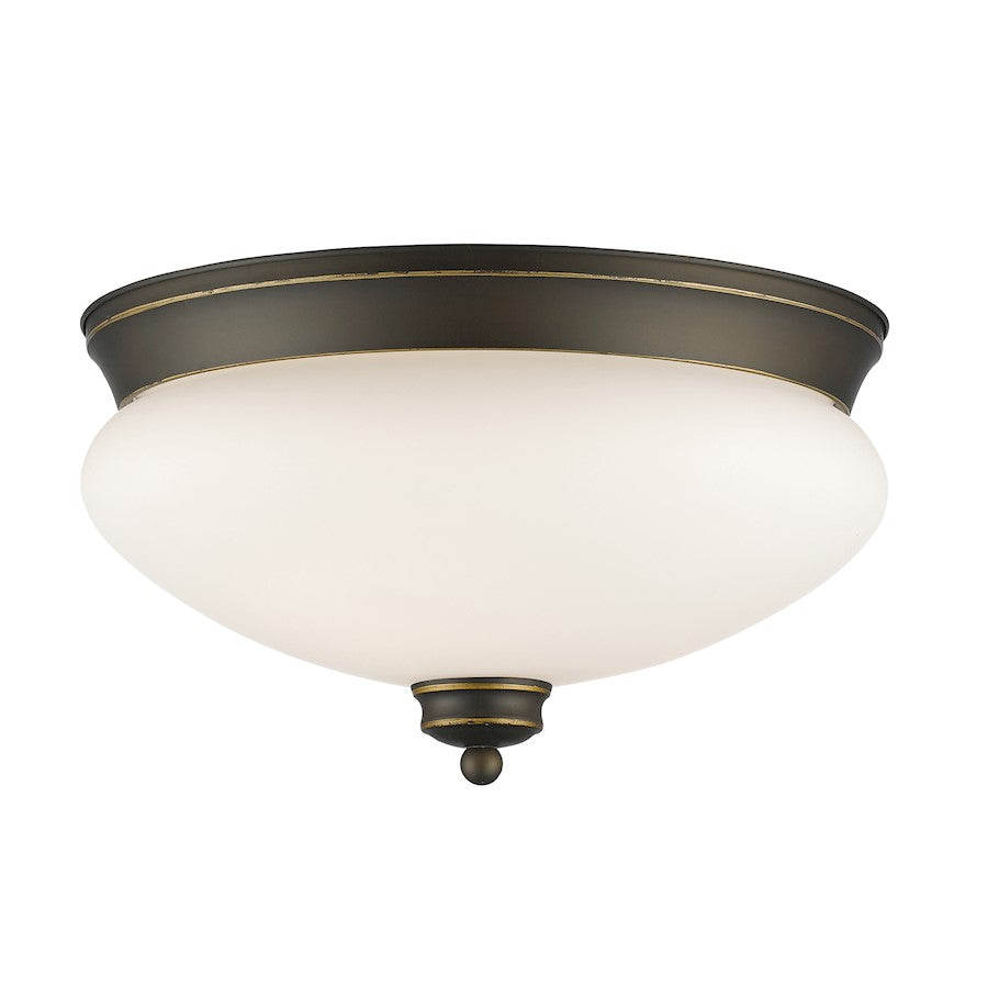Z-Lite Amon 2 Light Flush Mount, Olde Bronze, Matte Opal - 721F2-OB