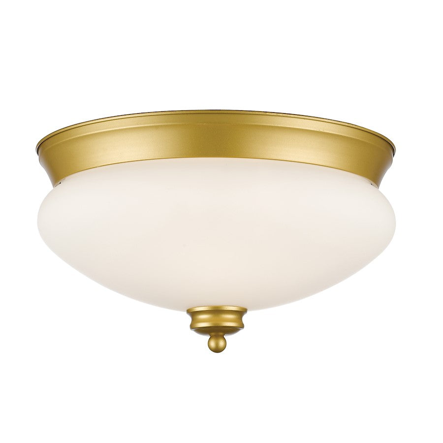 Z-Lite Amon 2 Light Flush Mount, Satin Gold, Matte Opal - 721F2-SG