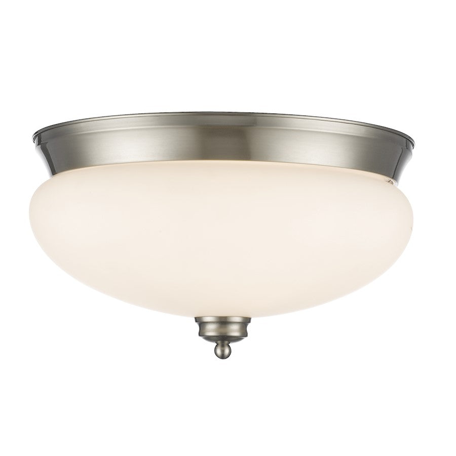 Z-Lite Amon 3 Light Flush Mount, Brushed Nickel, Matte Opal - 721F3-BN