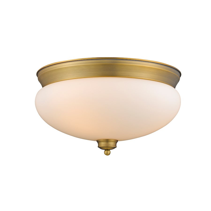 Z-Lite Amon 3 Light Flush Mount, Heritage Brass/Matte Opal - 721F3-HBR