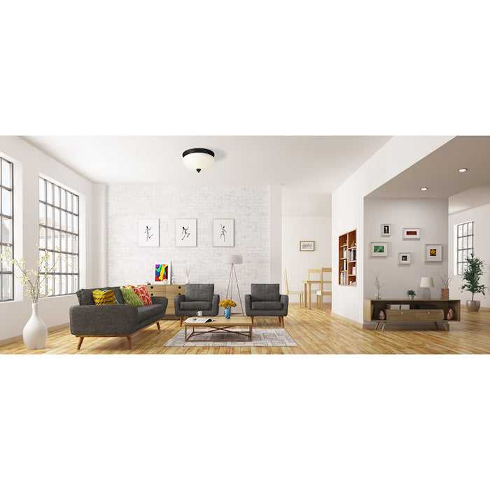 Z-Lite Amon 3 Light Large Flush Mount, Black