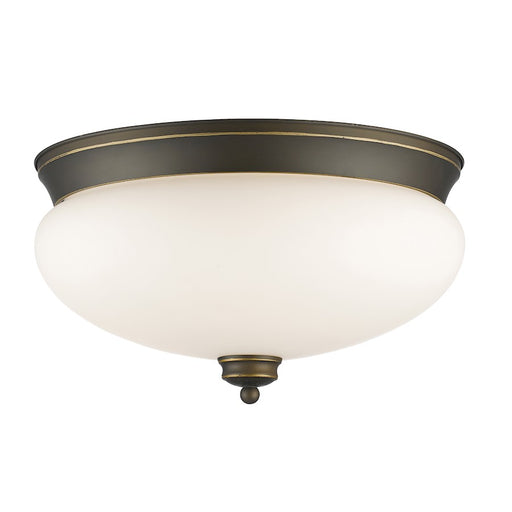 Z-Lite Amon 3 Light Flush Mount, Olde Bronze, Matte Opal - 721F3-OB