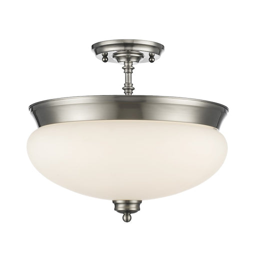 Z-Lite Amon 3 Light Semi Flush Mount, Brushed Nickel, Matte Opal - 721SF-BN