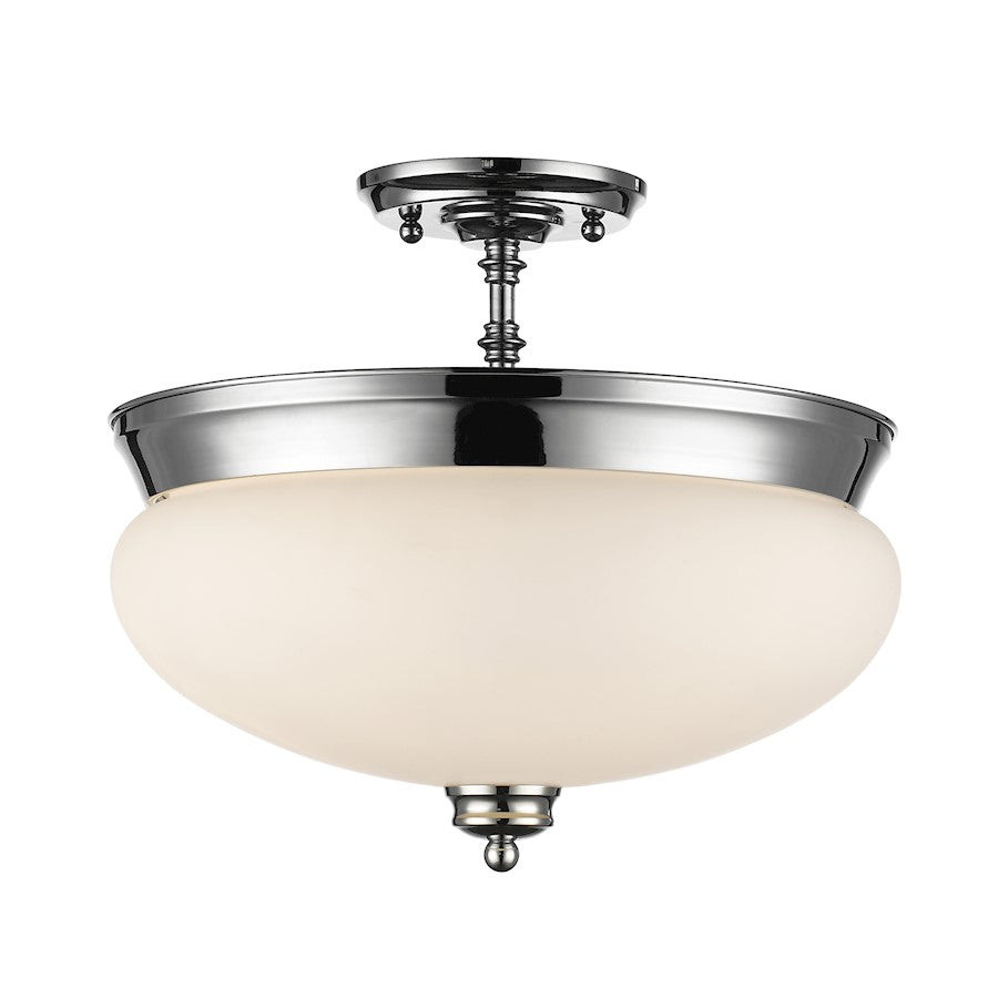 Z-Lite Amon 3 Light Semi Flush Mount, Chrome, Matte Opal - 721SF-CH