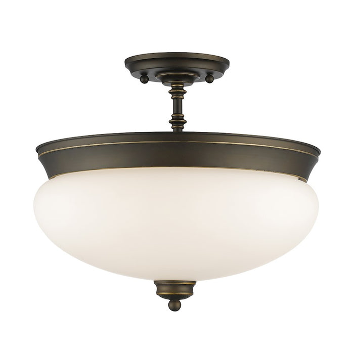Z-Lite Amon 3 Light Semi Flush Mount, Olde Bronze, Matte Opal - 721SF-OB