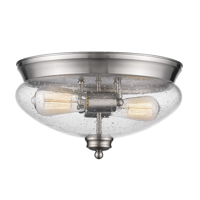 Z-Lite Amon 2 Light Flush Mount, Brushed Nickel, Clear Seedy - 722F2-BN