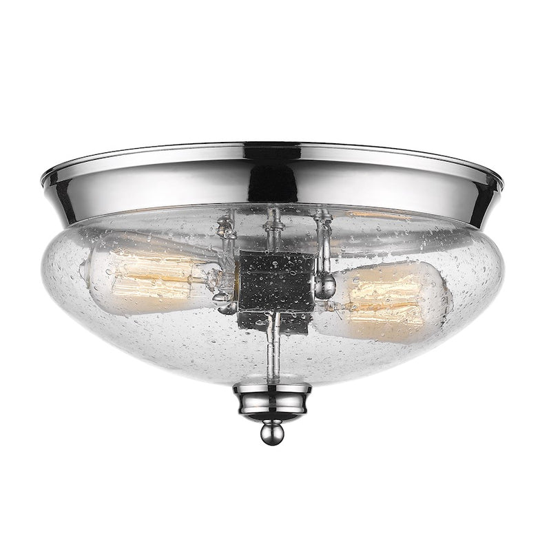 Z-Lite Amon 2 Light Flush Mount, Chrome, Clear Seedy - 722F2-CH