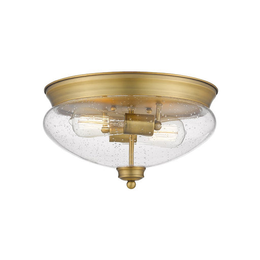 Z-Lite Amon 2 Light Flush Mount, Heritage Brass/Seedy - 722F2-HBR