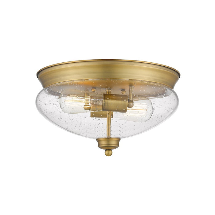 Z-Lite Amon 2 Light Flush Mount, Heritage Brass/Seedy - 722F2-HBR