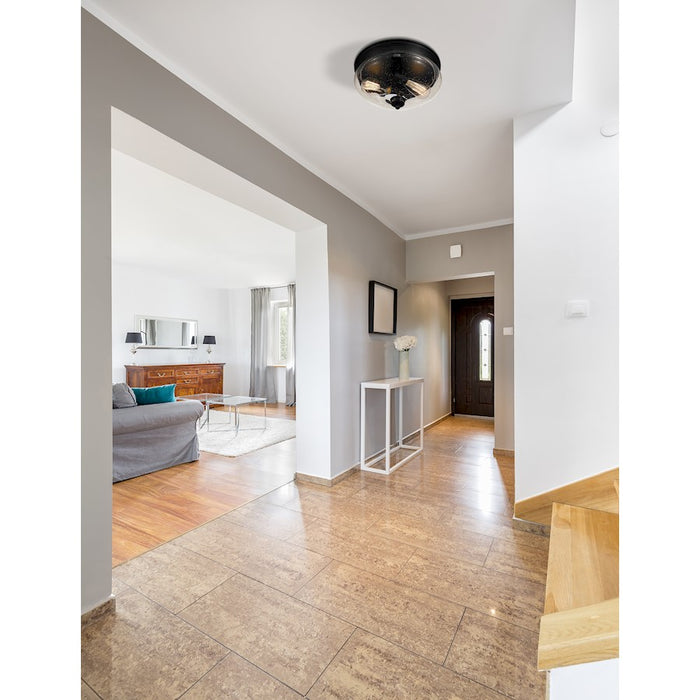 Z-Lite Amon 2 Light Small Flush Mount, Matte Black