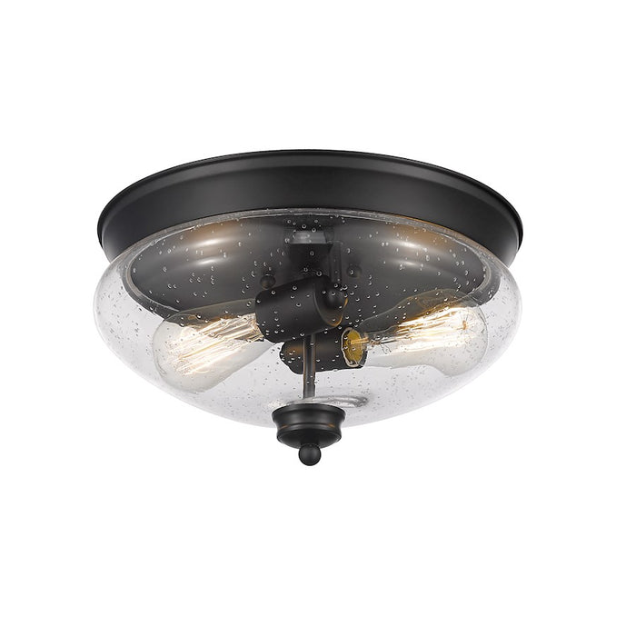 Z-Lite Amon 2 Light Small Flush Mount, Matte Black