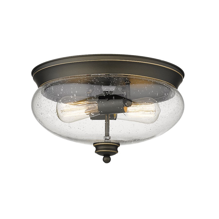 Z-Lite Amon 2 Light Flush Mount, Olde Bronze, Clear Seedy - 722F2-OB
