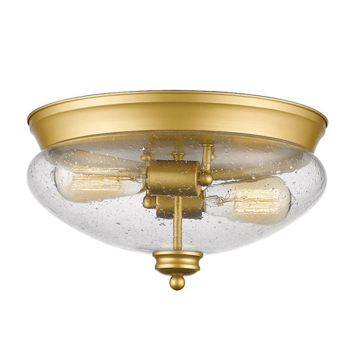 Z-Lite Amon 2 Light Flush Mount, Satin Gold, Clear Seedy - 722F2-SG