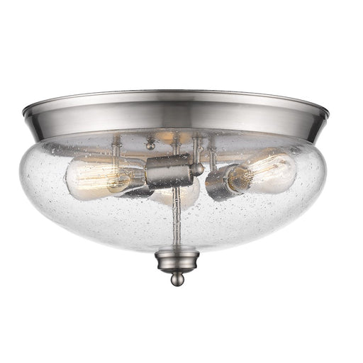 Z-Lite Amon 3 Light Flush Mount, Brushed Nickel, Clear Seedy - 722F3-BN