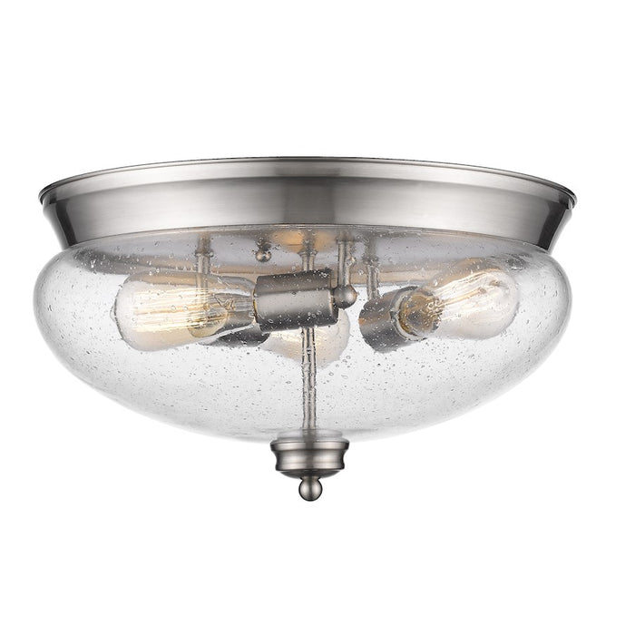 Z-Lite Amon 3 Light Flush Mount, Brushed Nickel, Clear Seedy - 722F3-BN