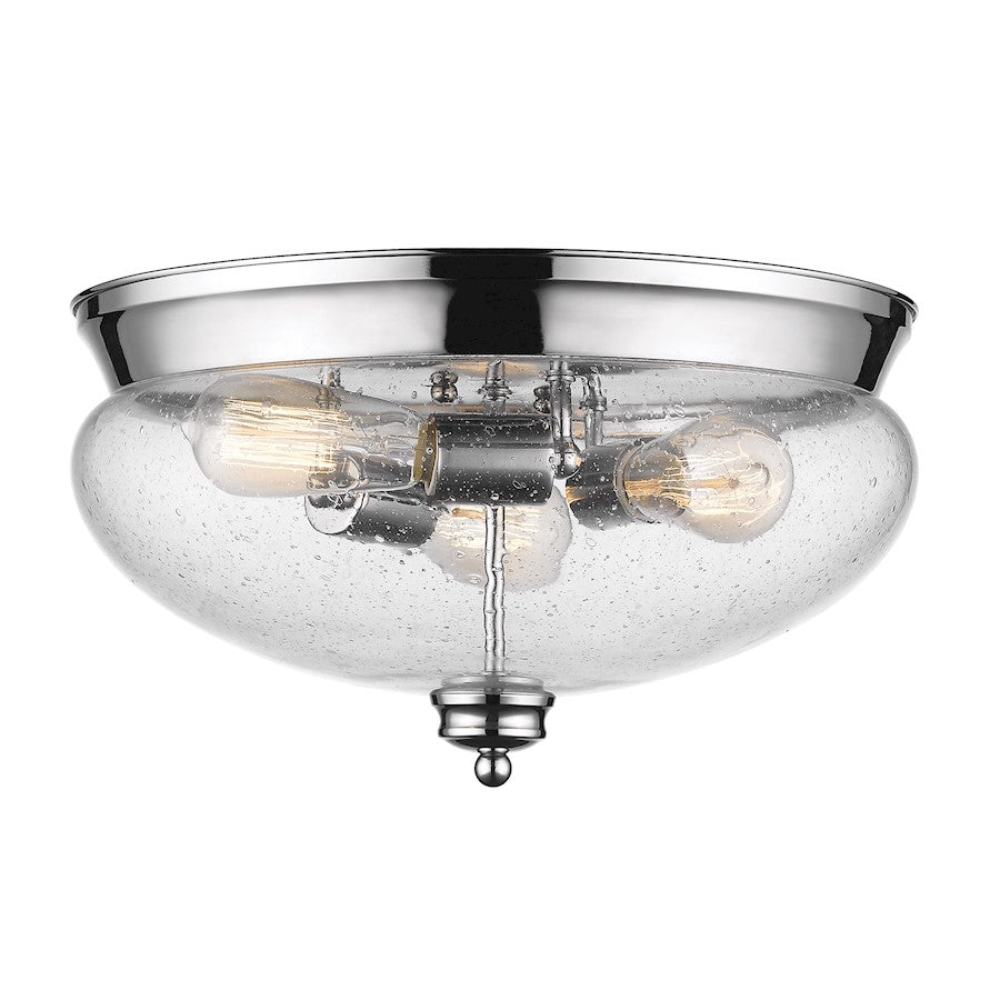 Z-Lite Amon 3 Light Flush Mount, Chrome, Clear Seedy - 722F3-CH