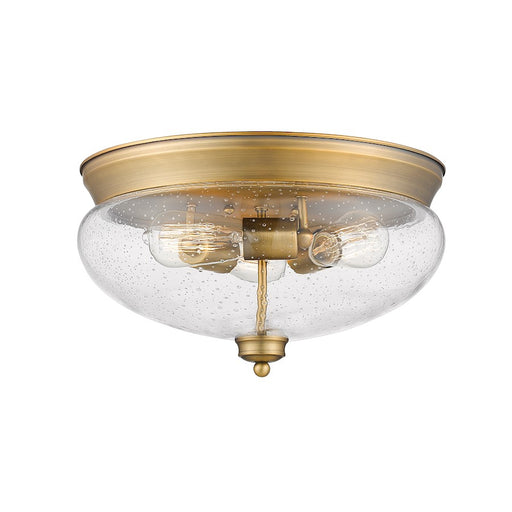 Z-Lite Amon 3 Light Flush Mount, Heritage Brass/Seedy - 722F3-HBR