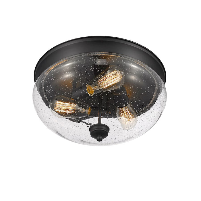 Z-Lite Amon 3 Light Large Flush Mount, Matte Black