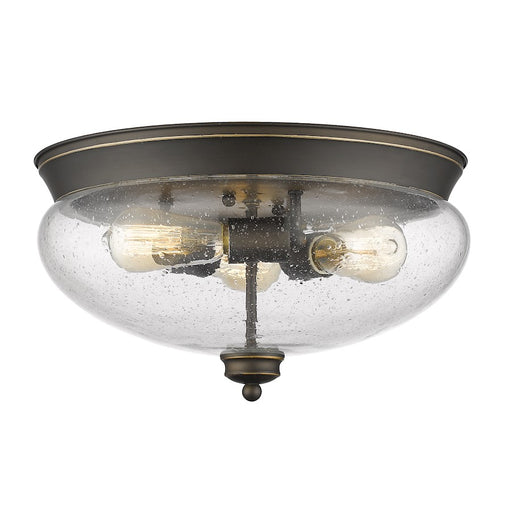 Z-Lite Amon 3 Light Flush Mount, Olde Bronze, Clear Seedy - 722F3-OB