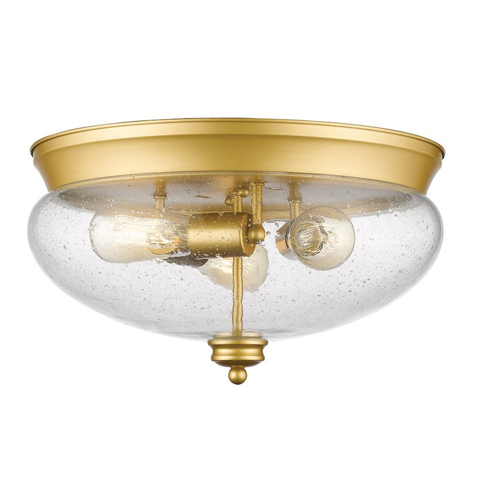 Z-Lite Amon 3 Light Flush Mount, Satin Gold, Clear Seedy - 722F3-SG