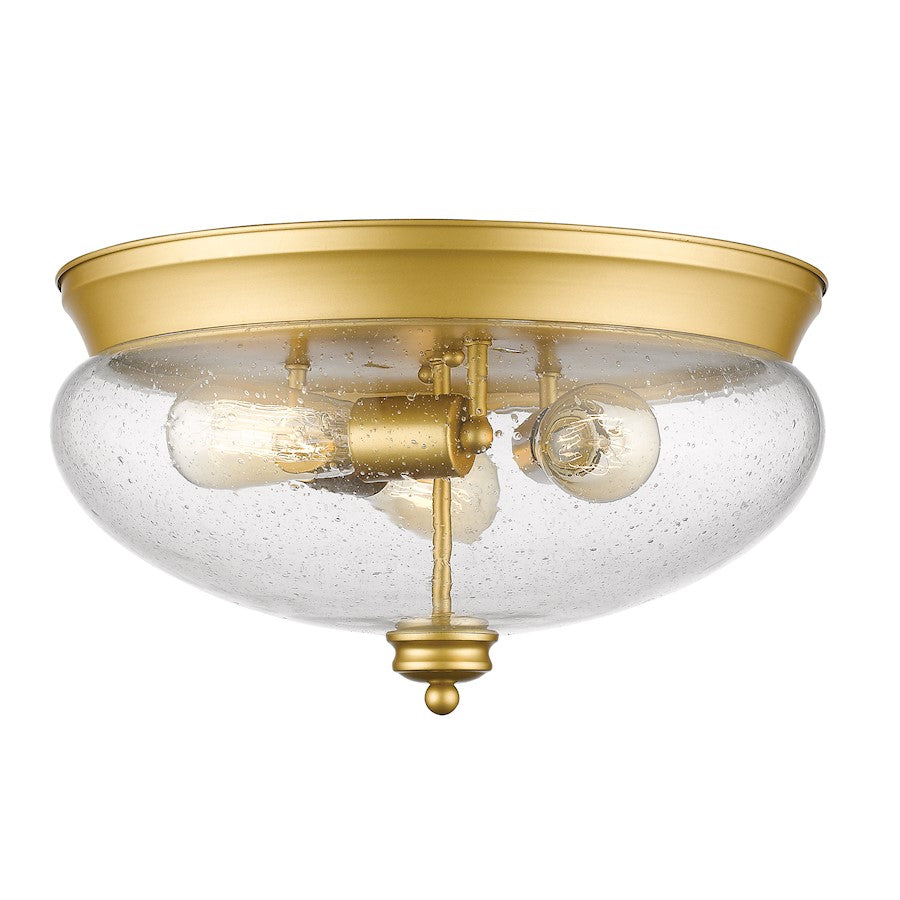 Z-Lite Amon 3 Light Flush Mount, Satin Gold, Clear Seedy - 722F3-SG