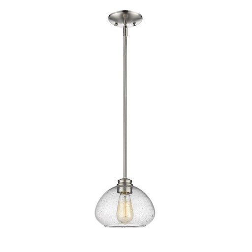 Z-Lite Amon 1 Light Mini Pendant, Brushed Nickel, Clear Seedy - 722MP-BN