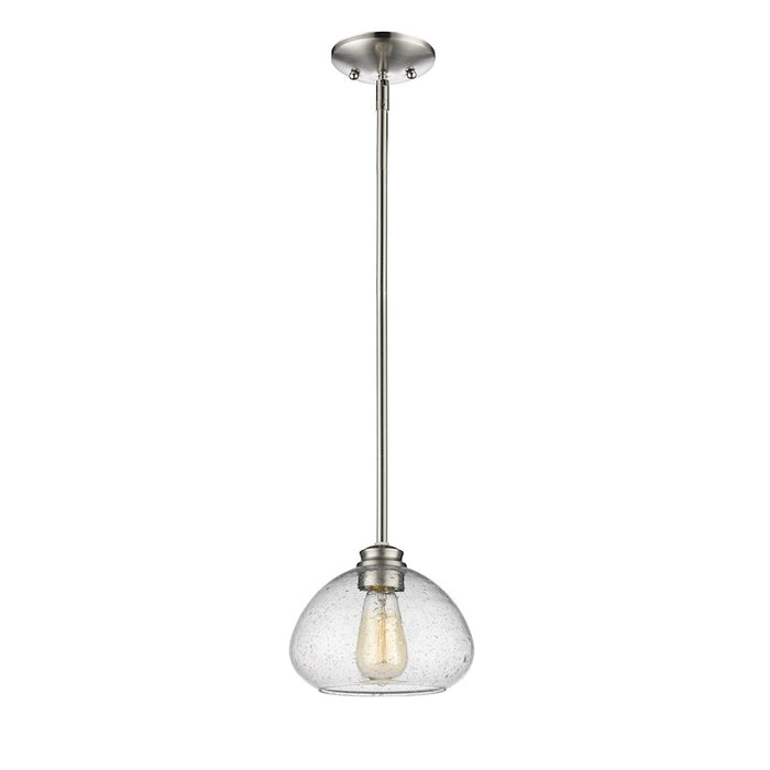 Z-Lite Amon 1 Light Mini Pendant, Brushed Nickel, Clear Seedy - 722MP-BN