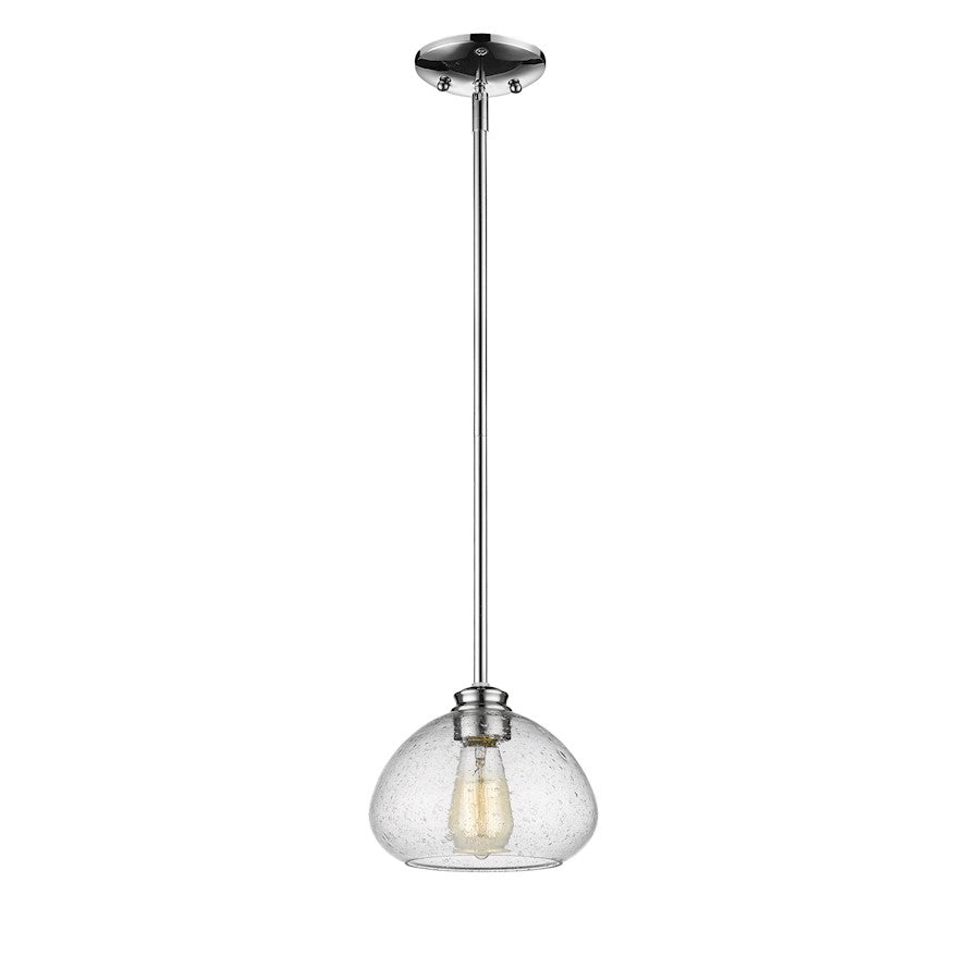 Z-Lite Amon 1 Light Mini Pendant, Chrome, Clear Seedy - 722MP-CH