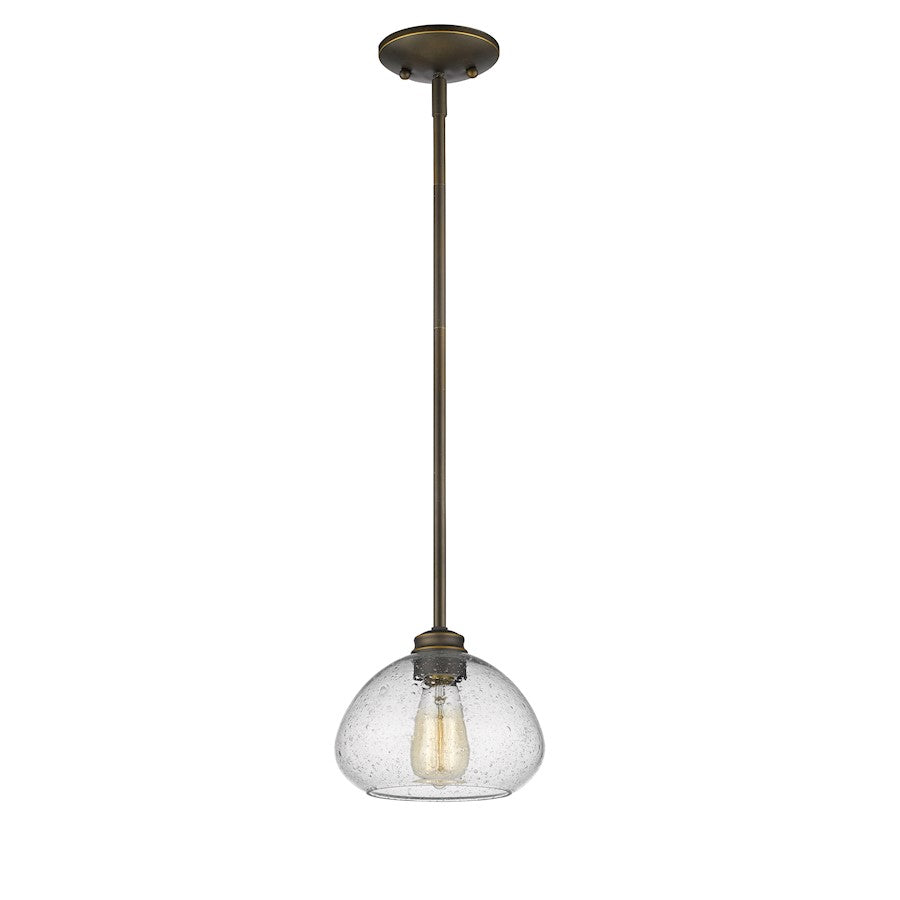 Z-Lite Amon 1 Light Mini Pendant, Olde Bronze, Clear Seedy - 722MP-OB