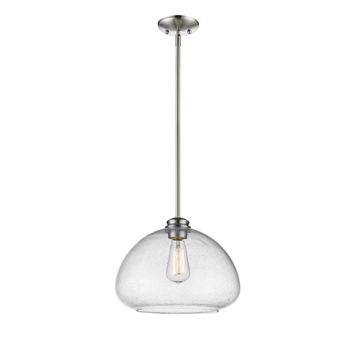 Z-Lite Amon 1 Light Pendant, Brushed Nickel, Clear Seedy - 722P13-BN