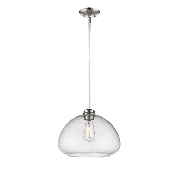 Z-Lite Amon 1 Light Pendant, Brushed Nickel, Clear Seedy - 722P13-BN