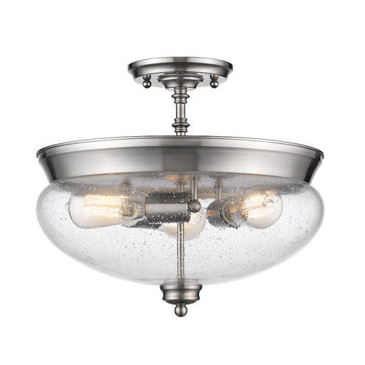 Z-Lite Amon 3 Light Semi Flush Mount, Brushed Nickel, Clear Seedy - 722SF-BN