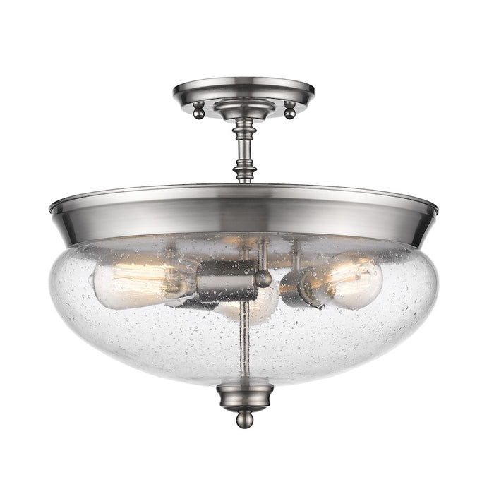 Z-Lite Amon 3 Light Semi Flush Mount, Brushed Nickel, Clear Seedy - 722SF-BN