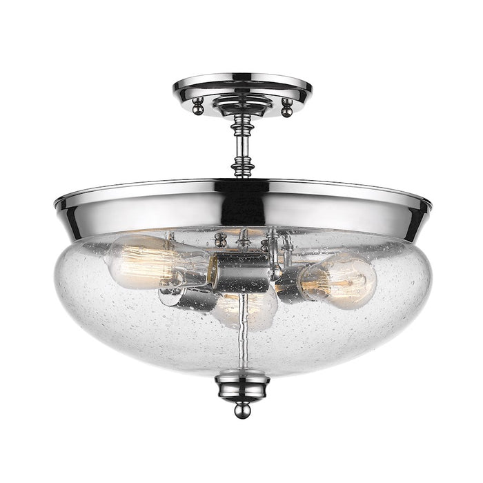 Z-Lite Amon 3 Light Semi Flush Mount, Chrome, Clear Seedy - 722SF-CH