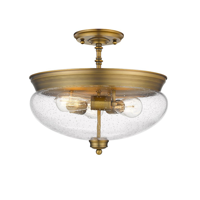 Z-Lite Amon 3 Light Semi Flush Mount, Heritage Brass/Seedy - 722SF-HBR