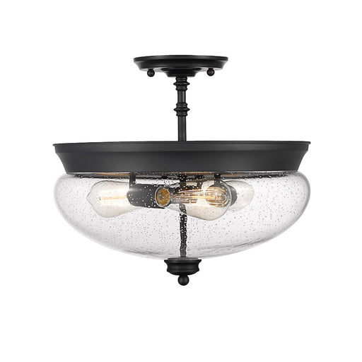 Z-Lite Amon 3 Light Semi Flush Mount, Matte Black/Seeded Glass - 722SF-MB