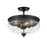 Z-Lite Amon 3 Light Semi Flush Mount, Matte Black/Seeded Glass