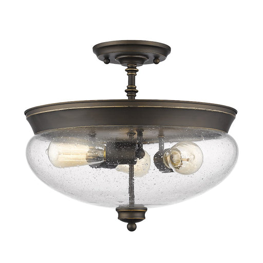 Z-Lite Amon 3 Light Semi Flush Mount, Olde Bronze, Clear Seedy - 722SF-OB