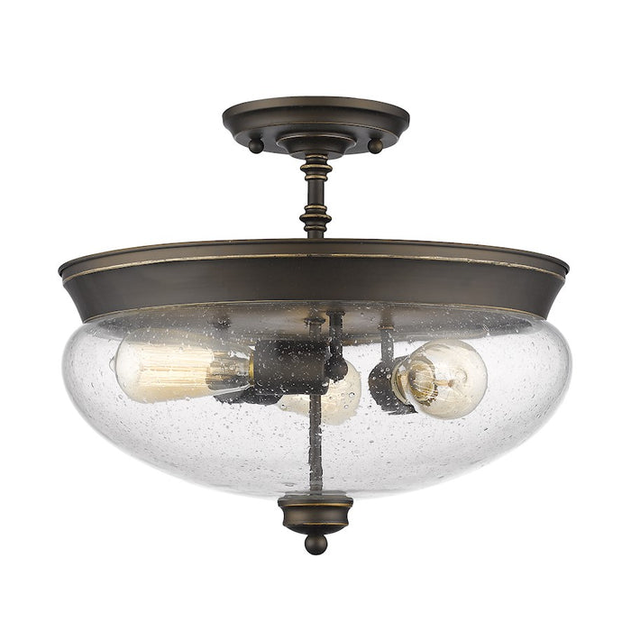 Z-Lite Amon 3 Light Semi Flush Mount, Olde Bronze, Clear Seedy - 722SF-OB