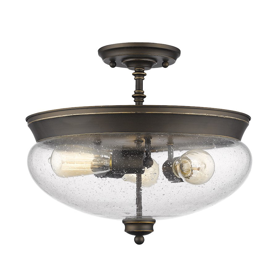 Z-Lite Amon 3 Light Semi Flush Mount, Olde Bronze, Clear Seedy - 722SF-OB